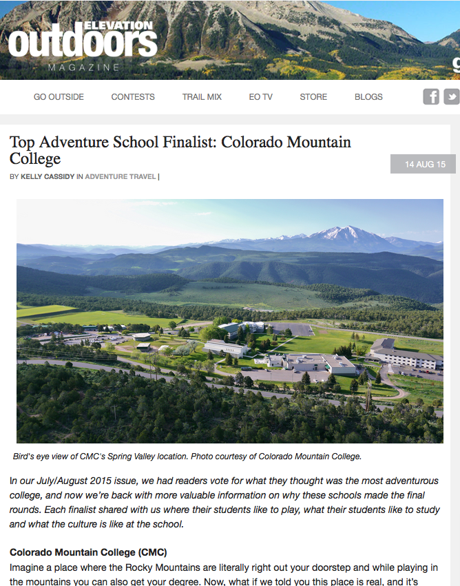 Top Adventure School finalist: Colorado Mountain College