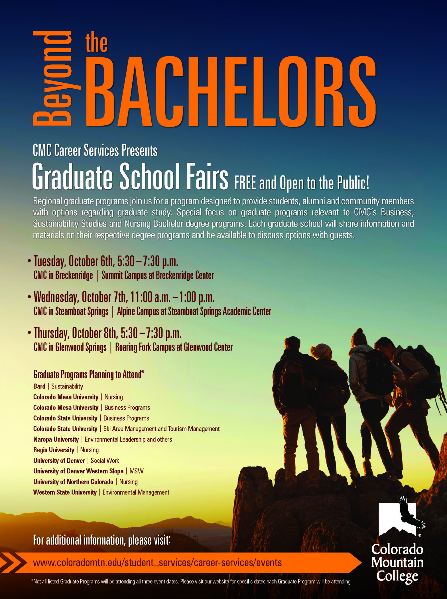 Flyer for CMC graduate school fairs