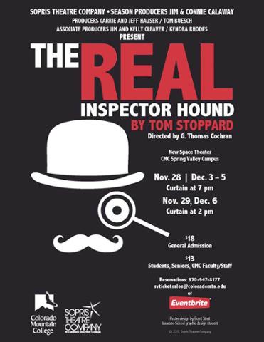 Poster for CMC Sopris Theatre play "The Real Inspector Hound"