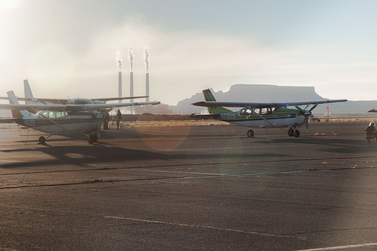 Photo of students taking part on an Ecoflight trip