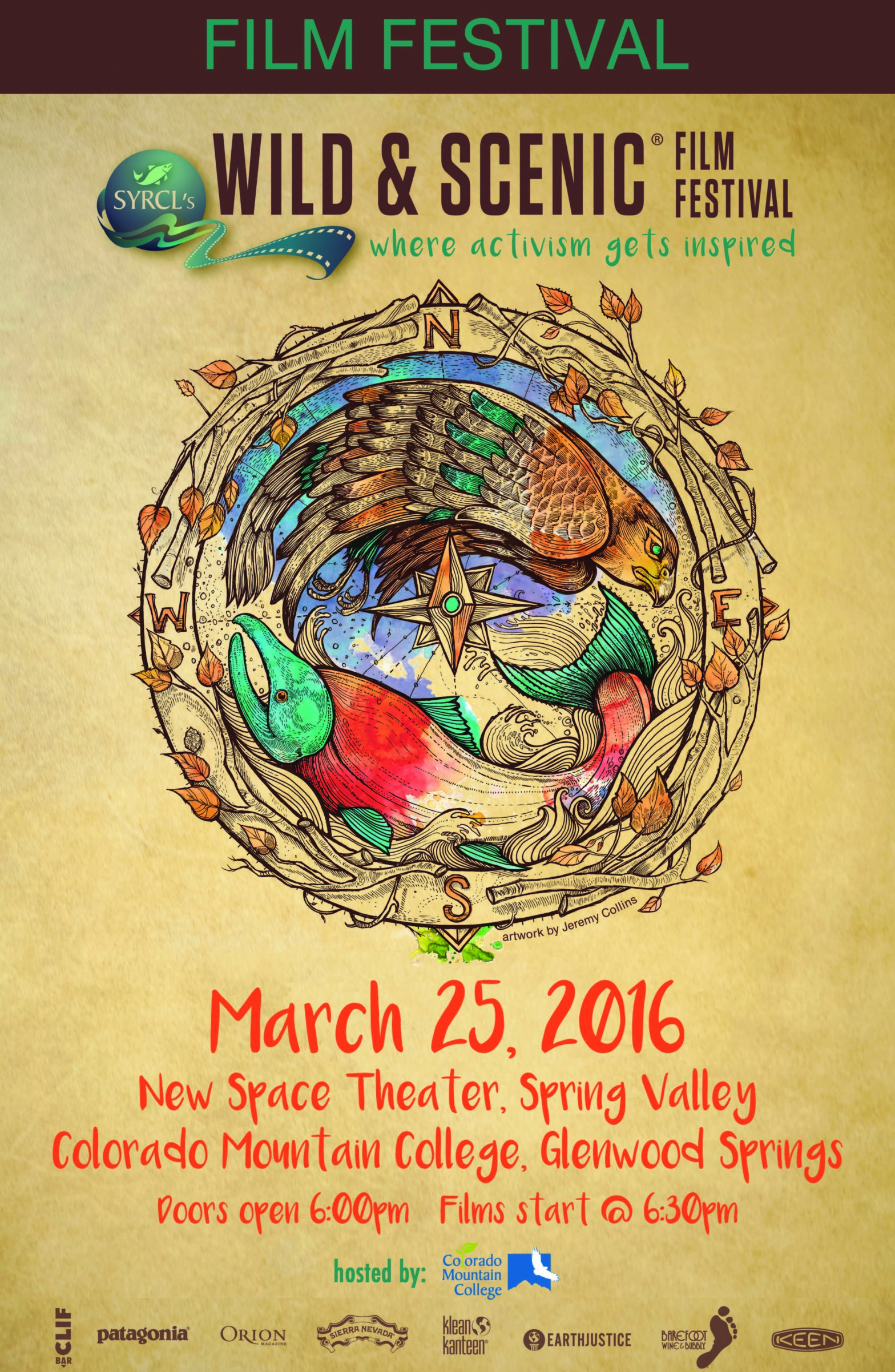 Poster for the 2016 Wild and Scenic Film festival screening CMC Spring Valley