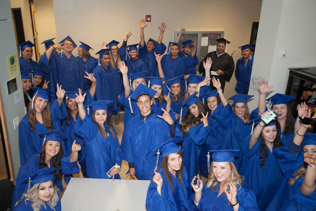 Photo of the xixty-four high school students who earned 65 certificates of completion or occupational proficiency at Colorado Mountain College’s first-ever concurrent enrollment graduation ceremony May 9, 2016.