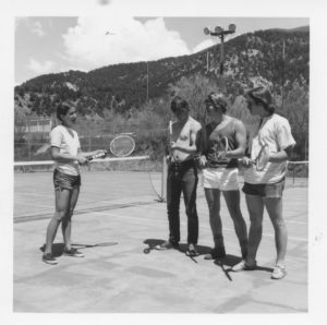 Photo of 1970's tennis class at Colorado Mountain College's Glenwood Springs Center.